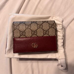 Gucci Burgundy and Brown GG Wallet with Iconic Design